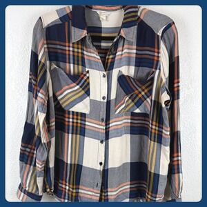 EST‎ 1946 Plaid Long Sleeve Button Up Shirt Women's Size L Multicolor